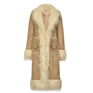 Pinko Shag Penny Lane Faux Suede Leather Coat